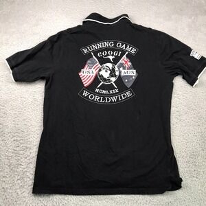 Coogi Polo Shirt Mens XL Black Cotton Running Game Worldwide Embroidery Logo